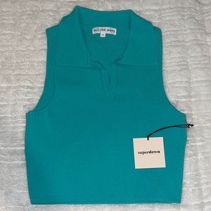 Superdown Blue Collared Tank